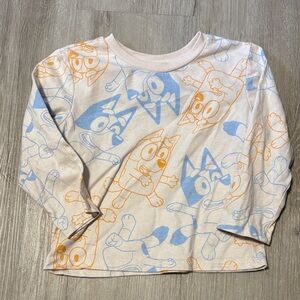 Kids Cartoon Character Long Sleeve Tee - Cream and Blue
